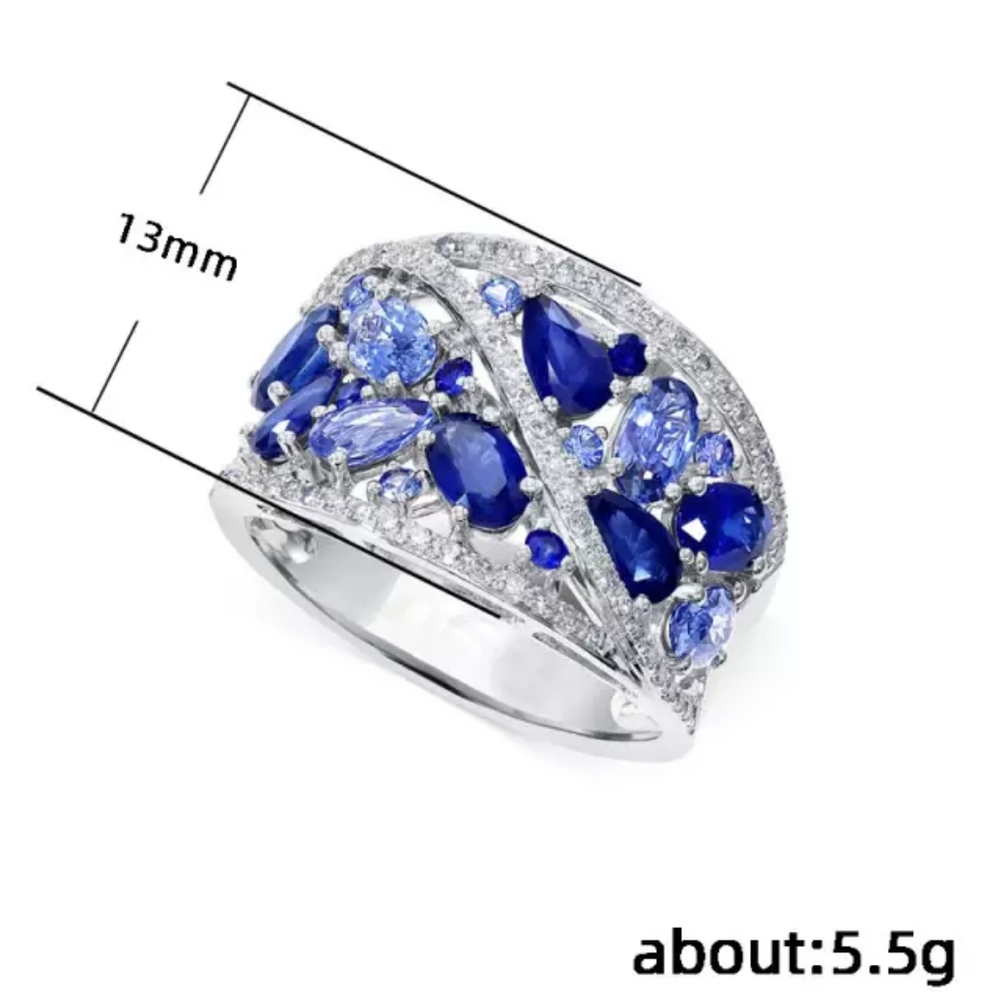 New 925 Silver Beautiful Royal Blue Sapphire Ring - Picture 3 of 5